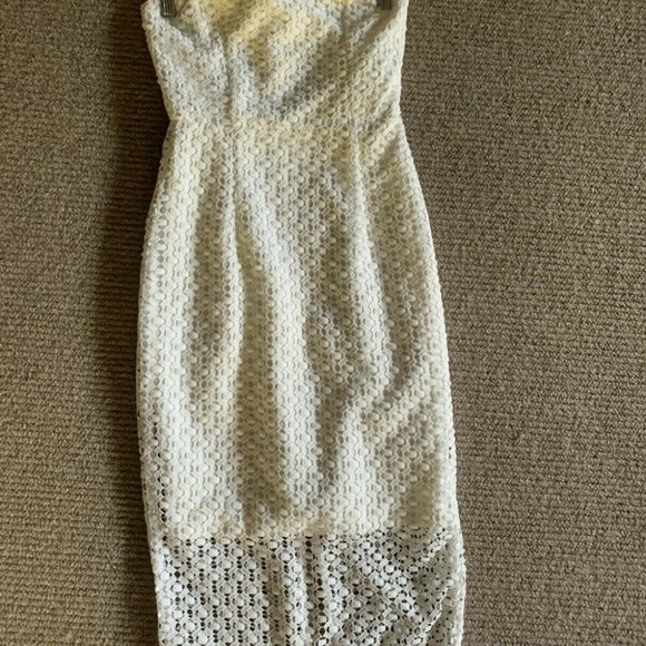 KOOKAI Lucia White Lace Overlay Strapless Midi Pencil Dress RRP$200 - Picture 10 of 10